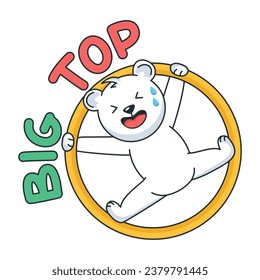 A doodle sticker of circus animal with hoop 