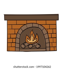 Doodle sticker of a cozy fireplace