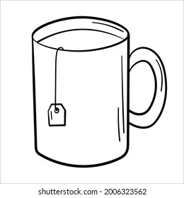 Pegatina de doodle con una taza de té