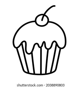 Doodle sticker with cute birthday cake