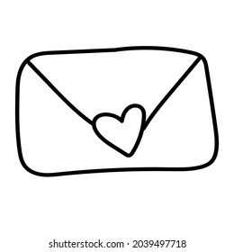 Doodle-Aufkleber, süßer Umschlag mit Herz