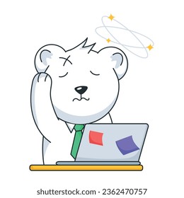 Here’s a doodle sticker depicting tired employee 