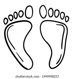 Doodle sticker with footprints in the sand