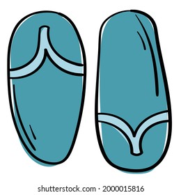 Doodle-Aufkleber mit lustigen Strandflippen-Flops