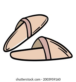 Doodle sticker of funny slippers for home
