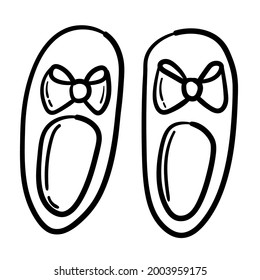 Doodle sticker of funny slippers for home