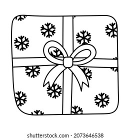 Doodle sticker with gift box for any occasion. Christmas, Birthday, Valentine's Day, Women's Day, Mom's Day and others.