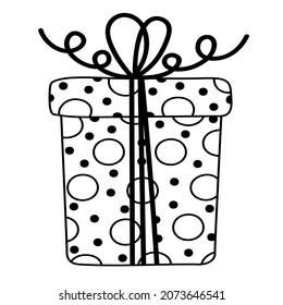 Doodle sticker with gift box for any occasion. Christmas, Birthday, Valentine's Day, Women's Day, Mom's Day and others.