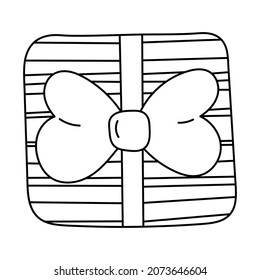 Pegatina de doodle con caja de regalo para cualquier ocasión. Navidad, cumpleaños, Día de San Valentín, Día de la Mujer, Día de la Madre y otros.
