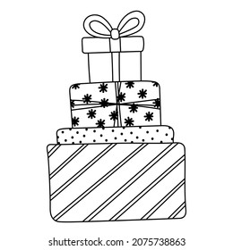 Doodle sticker with gift box for any occasion. Christmas, Birthday, Valentine's Day, Women's Day, Mom's Day and others.