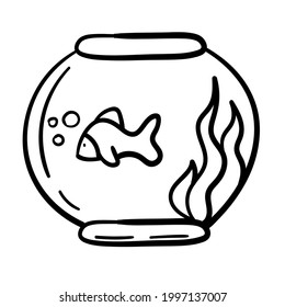 Doodle sticker with goldfish in the aquarium