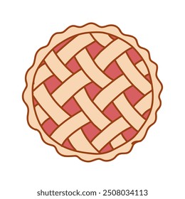 Doodle Sticker Icon Cherry Pie Top View