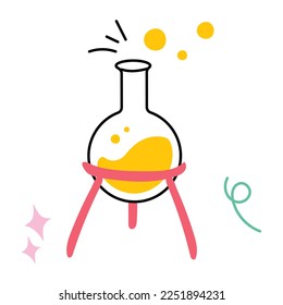A doodle sticker icon of lab experiment 