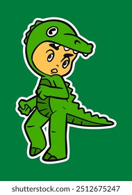 Doodle Sticker Illustration of a Kid Wearing Animal Costume