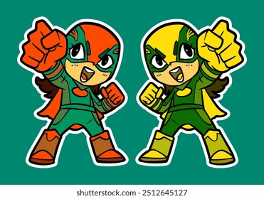 Doodle Sticker Illustration of a Superhero Kid