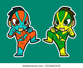 Doodle Sticker Illustration of a Superhero Kid