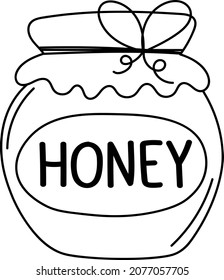 Doodle sticker jar of honey tied with a ribbon