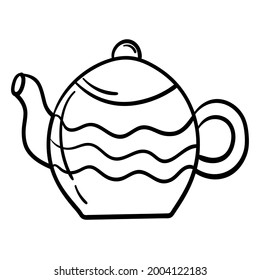 Doodle sticker kettle with hot drink