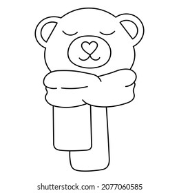 Doodle sticker muzzle of a christmas bear in a scarf