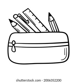 Doodle sticker school pencil case with stationery