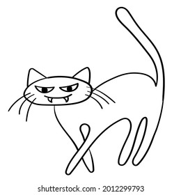 Doodle sticker silhouette of a cat for halloween