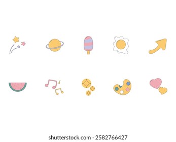Doodle Sticker Simple Element Set