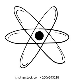 Doodle-Aufkleber mit einfachem Symbol mit Atom