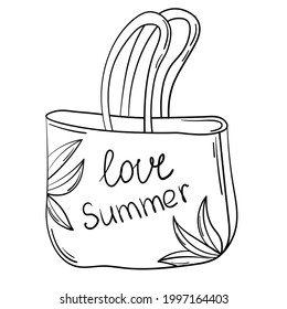 Pegatina de doodle con bolsa de playa de verano