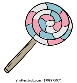 Doodle sticker sweet candy on a stick