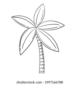 Doodle sticker tropical coconut tree