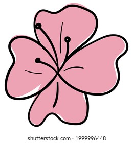 Doodle sticker with tropical summer flower