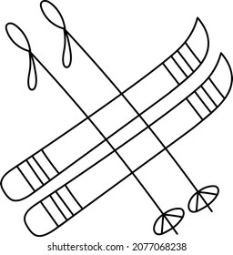 Doodle sticker winter sports skiing