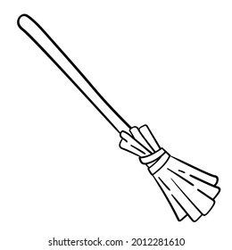 Doodle sticker witch's magic broom