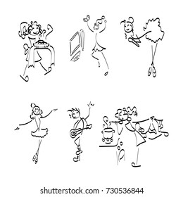 Doodle stickman collection. Illustration concept set. Vector image.