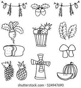 Doodle of stock thanksgiving set vector illustration