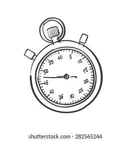 Doodle stopwatch on a white background, excellent vector illustration, EPS 10