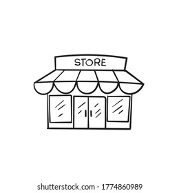 Doodle-Store-Symbol, Vektorgrafik einzeln auf