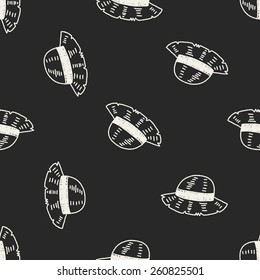 doodle Straw hat seamless pattern background