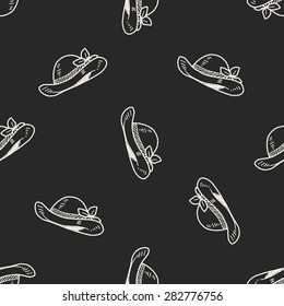 doodle Straw hat seamless pattern background