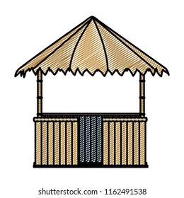 doodle straw hut nature architecture style