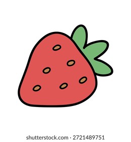 Doodle Erdbeere Clipart-Vektor einzeln auf weißem Hintergrund. Vektorgrafik der Erdbeere im Cartoon-Stil. Sommerliche Illustration der Erdbeere. Erdbeere auf weißem Hintergrund. 