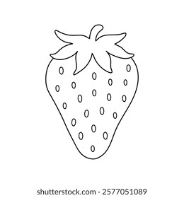 Doodle strawberry coloring pages worksheets for kids activity printable. Trace and color Strawberry. Strawberry fruit flashcards. Strawberry clipart vector isolated on white background.