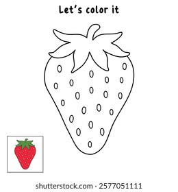 Doodle strawberry coloring pages worksheets for kids activity printable. Trace and color Strawberry. Strawberry fruit flashcards. Strawberry clipart vector isolated on white background.