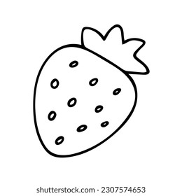Doodle von Strawberry einzeln auf weißem Hintergrund. Handgezeichnete Vektorgrafik der Sommerbeere.
