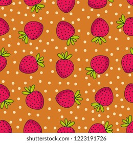 Doodle strawberry pattern background