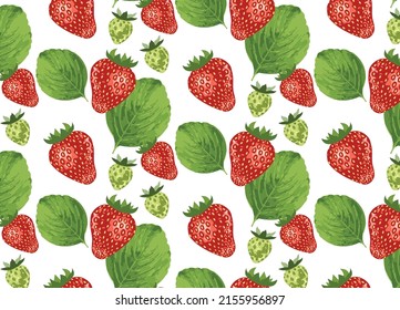 doodle estampas de fresa sobre fondo rosa brillante, fresa roja, fondo de fresa, lindo patrón de verano. Bueno para el embalaje.