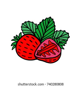 Doodle strawberry. Simple vector illustration on white background.
.