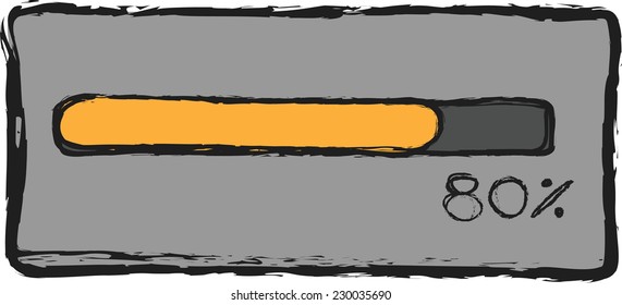 doodle stream  process button download, vector