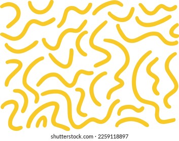 Doodle stroke pattern vector. Yellow curvy lines texture