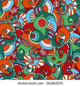 Doodle style abstract hand drawn vector background. Wavy seamless pattern.